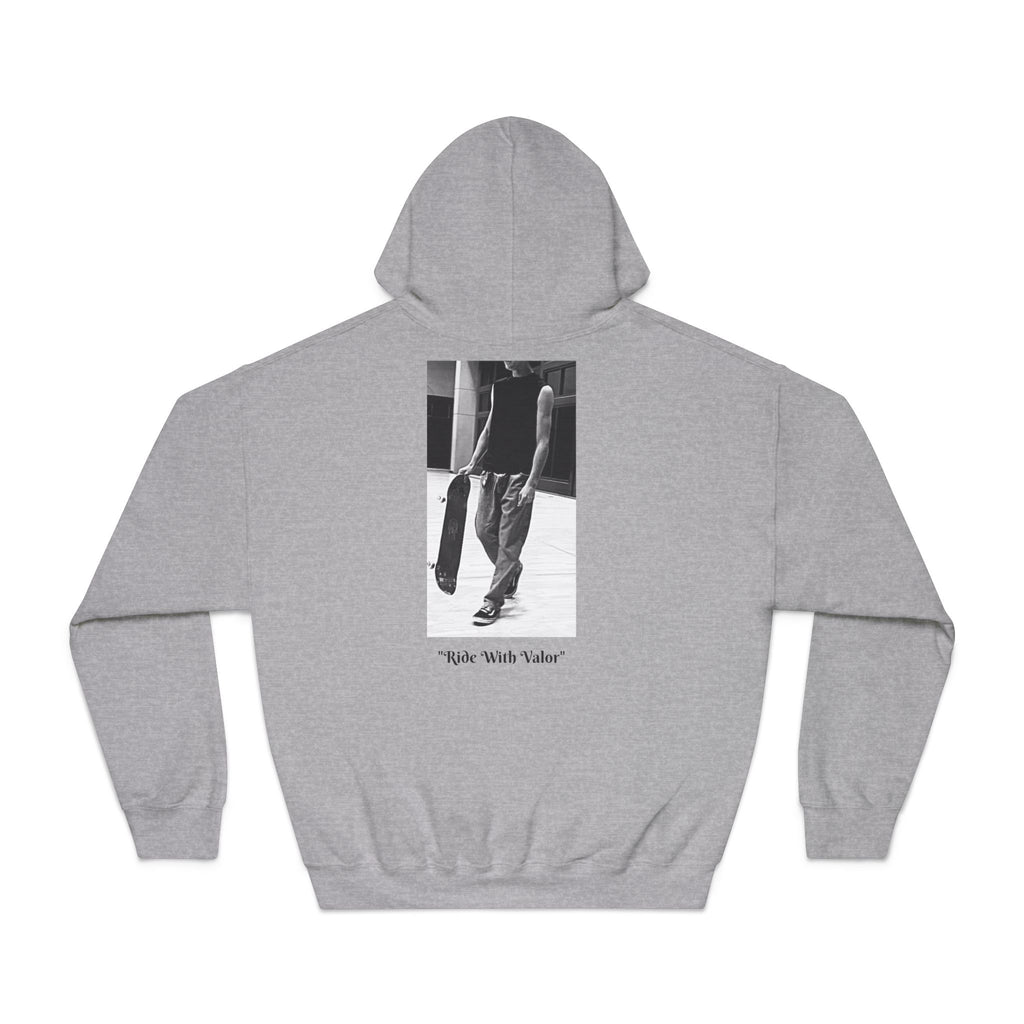 Skateboard Hoodie — 'Valor Skateboards' Minimal Photo Graphic Pullover