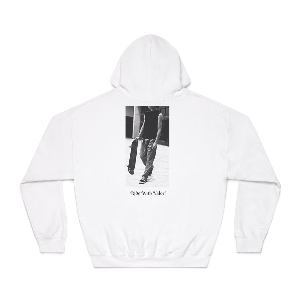 Skateboard Hoodie — 'Valor Skateboards' Minimal Photo Graphic Pullover