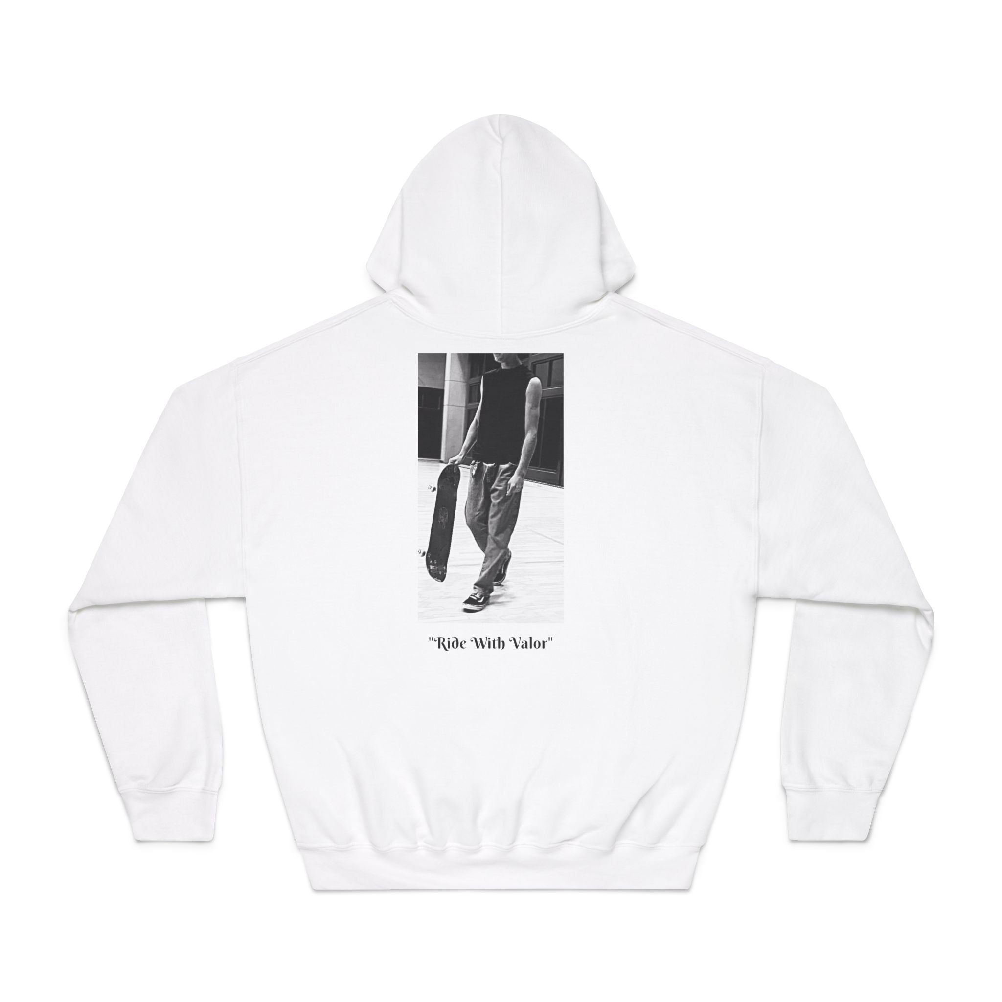 Skateboard Hoodie — 'Valor Skateboards' Minimal Photo Graphic Pullover